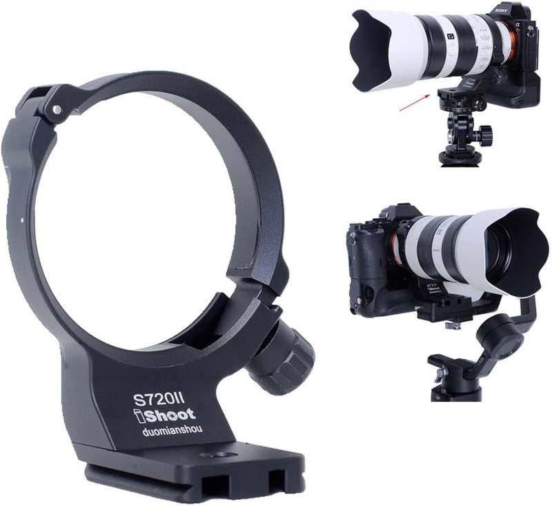iShoot Tripod Mount Ring Lens Collar Compatible with Sony FE 70-200mm F/4 Macro G OSS II, Lens Support Holder Bracket Bottom Arca-Swiss Fit Quick Release Plate for Arca Clamp Head & Stabilizer - Image 1